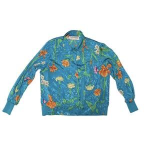 Castleberry Floral Tropical Paisley Vintage Button Down Blouse Vintage Size 14